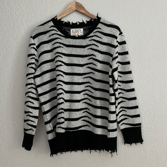 Sandrine rose / free people zebra long sleeve black white sweater - Picture 1 of 5